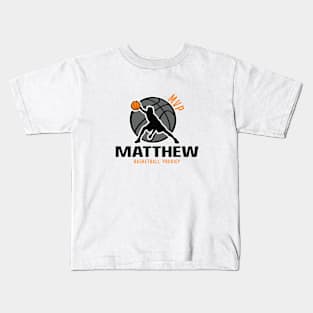 Matthew MVP Custom Player Basketball Prodigy Your Name Kids T-Shirt